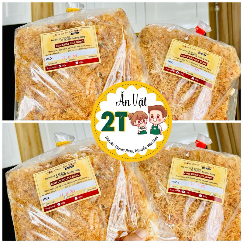 1KG - Cơm cháy siêu chà bông Sài Gòn [Combo 4 gói 250G] | Shopee Việt Nam