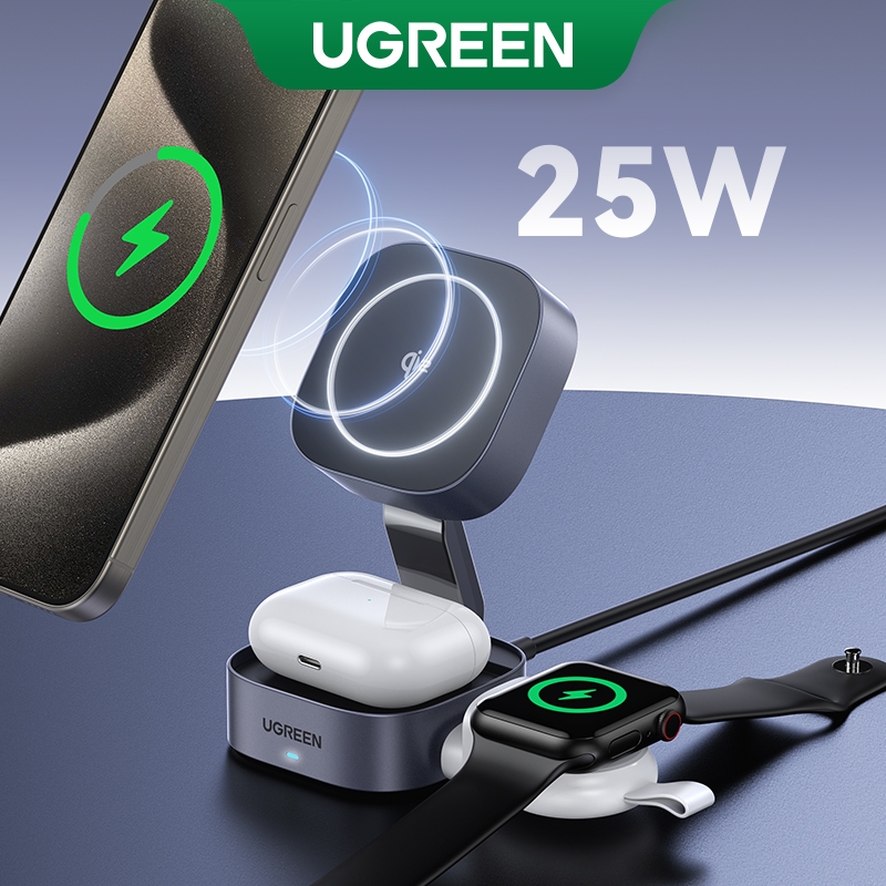UGREEN Sạc Không Dây UGREEN Magflow, Đế sạc không dây từ tính UGREEN 20W Max, Đế sạc 2 trong 1 cho iPhone 18 17 16 Pro Max/ AirPods nhanh | Shopee Việt Nam