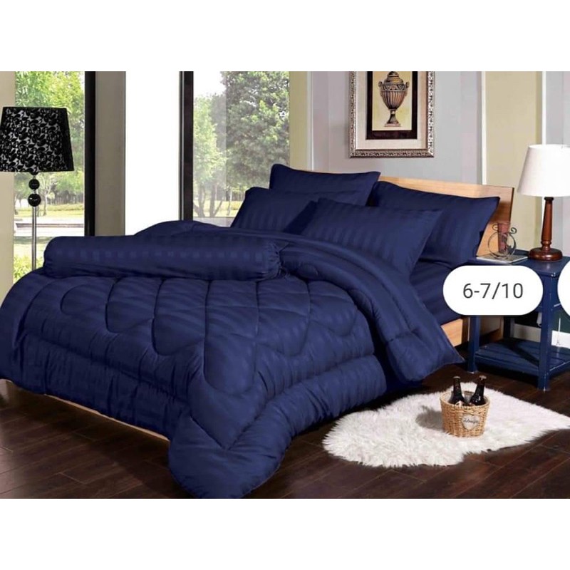cadar HOTEL 100% COTTON 1200TC 7 in 1 High Quality Fitted Bedsheet With Comforter Set (Queen/King)