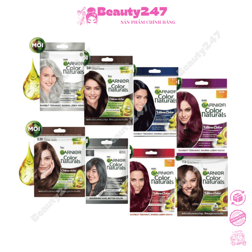 Kem nhuộm tóc tại nhà Garnier Color Naturals Ultra Colors 8 màu thời trang | Shopee Việt Nam