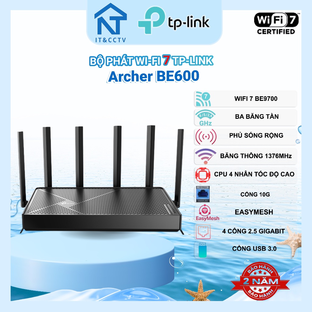TP-Link Archer BE600 Router WiFi 7 BE9700 Ba Băng Tần 2.5Gbps Multi-Gig EasyMesh HomeShield | Shopee Việt Nam