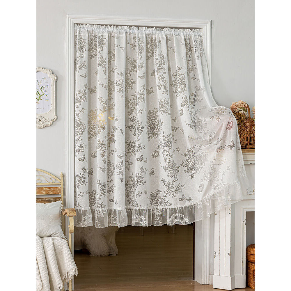 French Vintage Lace Curtains Privacy No Punching Curtain Light Permeable Not Permeable to People Dream Bedroom Bay Window Curtain Half Curtain
