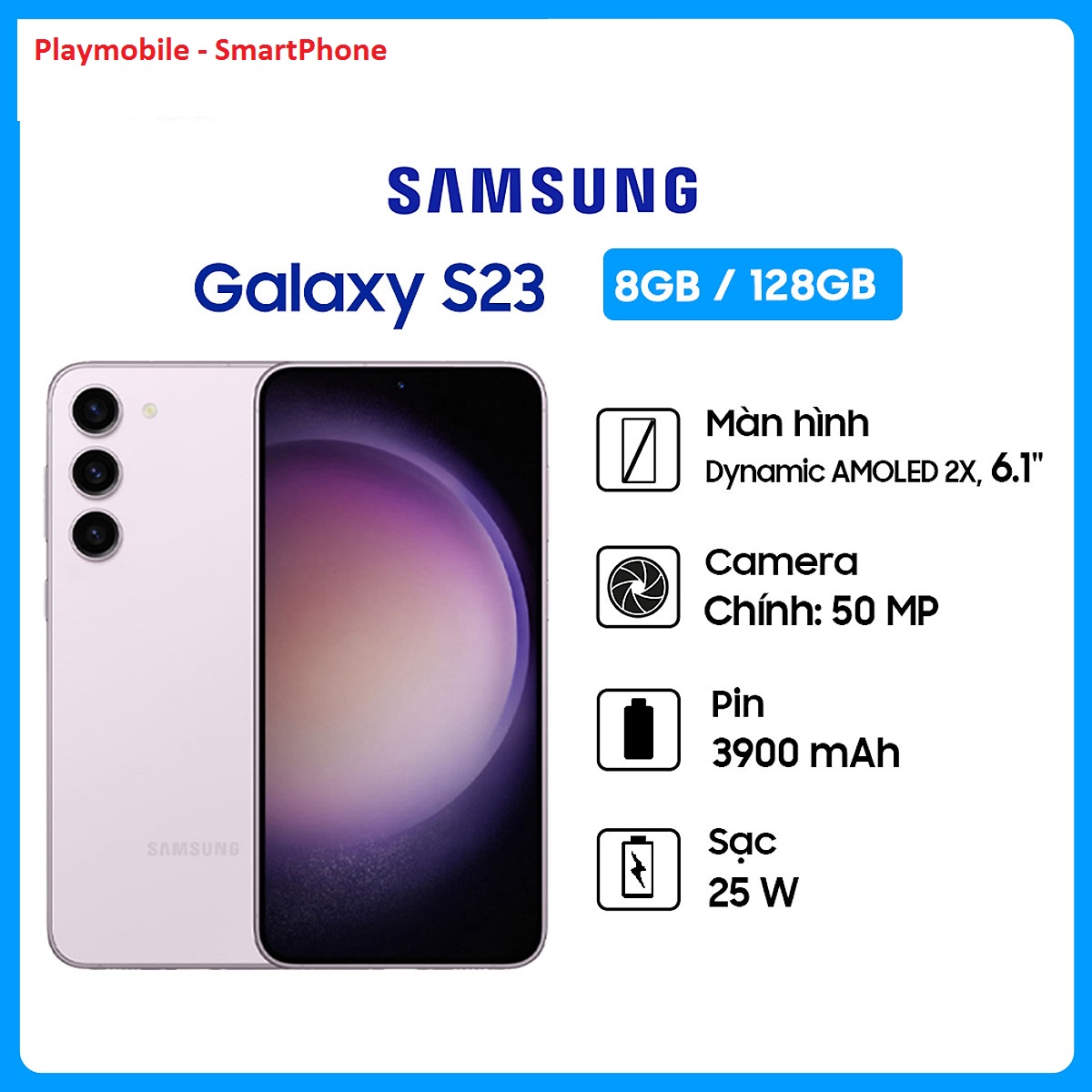 Điện Thoại Samsung Galaxy S23 5G 2 sim Bản Mỹ Chính hãng | Snapdragon 8 gen2 8/128GB Kèm sạc 25w Playmobile