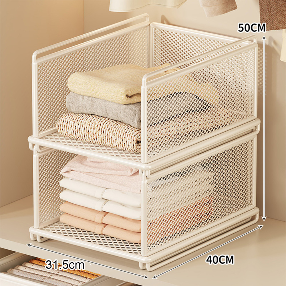 Little Carpenterr Penyusun Pakaian 2 Tingkat Rak Jaring Besi 2 Level Clothes Organizer Wardrobe Organizer Clothes Shelf Organizer