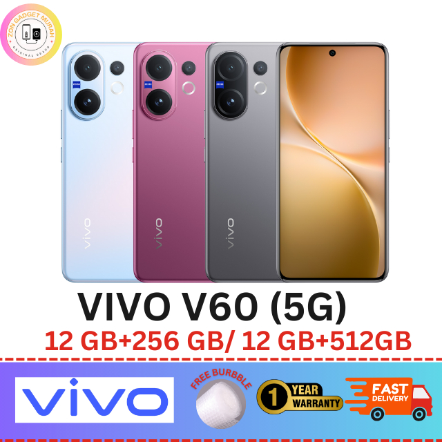 Vivo V60 5G (12GB+256GB/512GB) 6.77″ AMOLED 120Hz RefreshRate I Snapdragon 7 Gen l ZEISS Multifocal Camera l 90W Charge