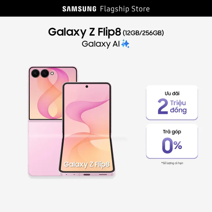 Điện thoại Samsung Galaxy Z Flip8, 256GB, FlexCam 50MP, Galaxy AI, Màn hình FlexWindow 4.1" | Lazada Việt Nam