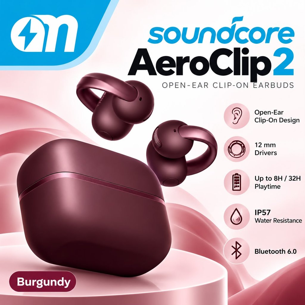 【NEW】Anker soundcore Aeroclip 2 | Guinness-Certified Clip-On Earbuds for Clear Calls Guinness-Certified Clarity