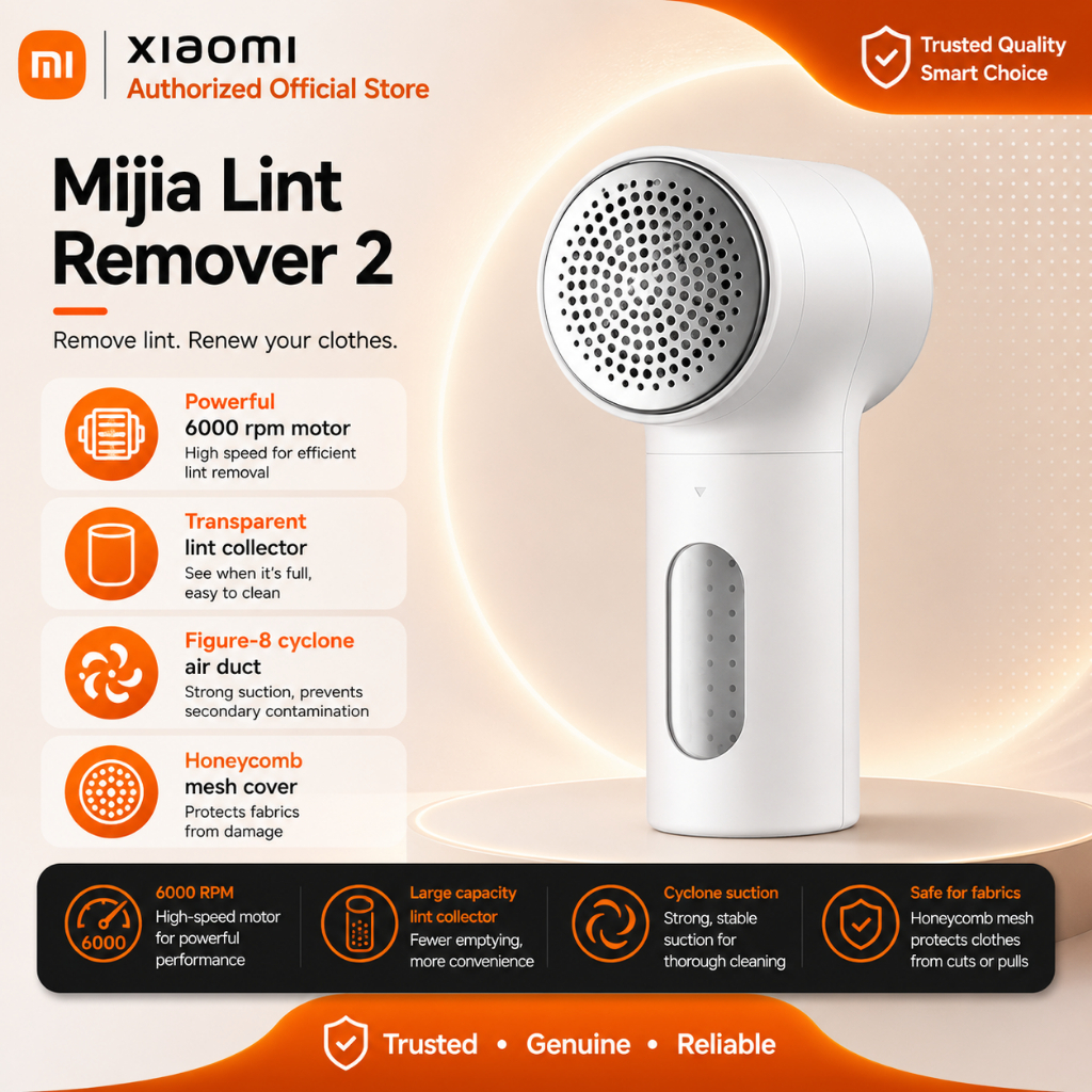 Xiaomi Mijia Lint Remover 2 - Powerful 6000 rpm motor | Figure-8 cyclone air duct
