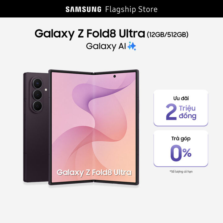 Điện thoại Samsung Galaxy Z Fold8 Ultra, 256GB, Chip Snapdragon, Pin 5,000mAh, Camera 200MP chuẩn Ultra, Galaxy AI | Lazada Việt Nam