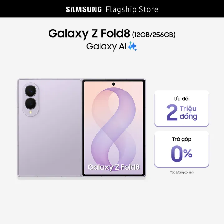 Điện thoai Samsung Galaxy Z Fold8, 256GB | 512GB, Màn hình lớn tỷ lệ 4:3, Chip Snapdragon, Pin 4,800mAh, Galaxy AI | Lazada Việt Nam
